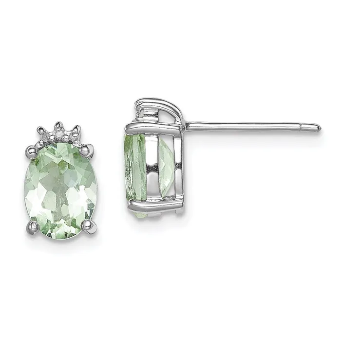 Goldia Sterling Silver Rhodiumplated Oval Green Quartz and DiamondEarrings Rings Goldia Sterling Silver Rhodiumplated Oval Green Quartz and DiamondEarrings Rings