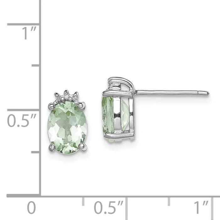 Goldia Sterling Silver Rhodiumplated Oval Green Quartz and DiamondEarrings Rings