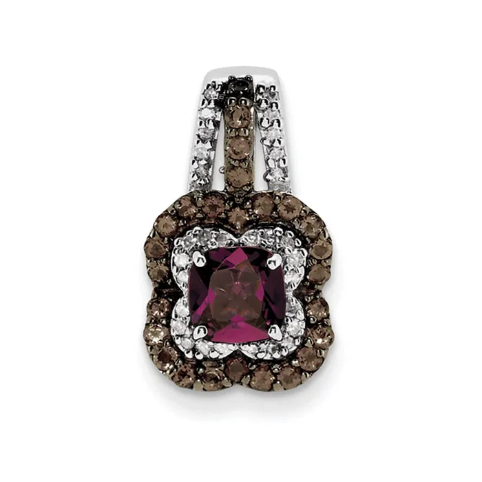 Goldia Sterling Silver Rhodium Rhodolite Garnet u0026 Smoky Qrtz u0026 Diamond Pendant Necklaces Goldia Sterling Silver Rhodium Rhodolite Garnet u0026 Smoky Qrtz u0026 Diamond Pendant Necklaces