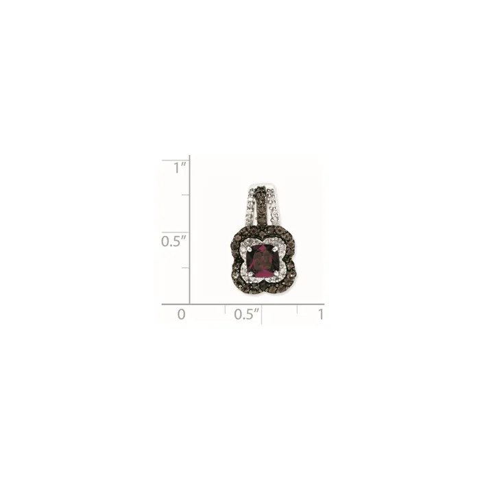 Goldia Sterling Silver Rhodium Rhodolite Garnet u0026 Smoky Qrtz u0026 Diamond Pendant Necklaces