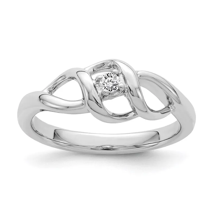 Goldia Sterling Silver Rhodium with White Diamonds Ring Rings