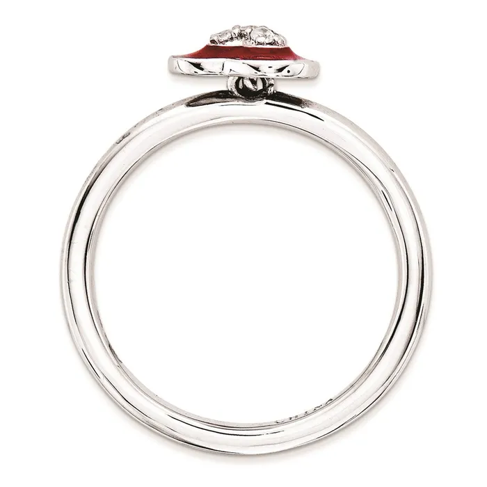 Goldia Sterling Silver Stackable Expressions Polished EnameledCZ Heart Ring Rings
