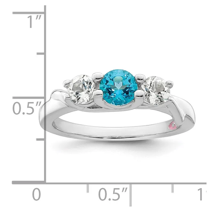 Goldia Survivor Collection Sterling Silver Rhodiumplated White and Blue Swarovski Topaz Joanna Ring Rings