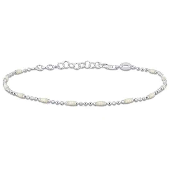 JMS always Bracelets Original Amour White Enamel Station Ball Link Bracelet in Sterling Silver JMS always Bracelets Original Amour White Enamel Station Ball Link Bracelet in Sterling Silver