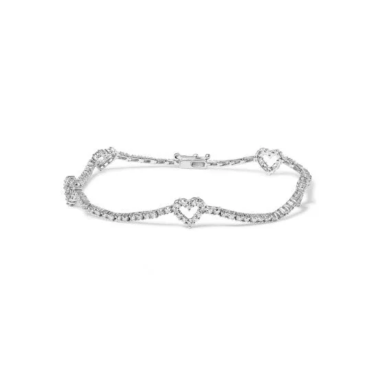JMS always Bracelets Original Haus of Brilliance 14K White Gold 1 12 Cttw Diamond Heart Station Strand Bracelet HI Color I1I2 Clarity 75 Inches JMS always Bracelets Original Haus of Brilliance 14K White Gold 1 12 Cttw Diamond Heart Station Strand Bracelet HI Color I1I2 Clarity 75 Inches
