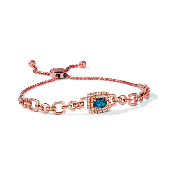 JMS always Bracelets Original Le Vian Bolo Bracelet Deep Sea Blue Topaz Nude Diamonds set in 14K Strawberry Gold 82231 JMS always Bracelets Original Le Vian Bolo Bracelet Deep Sea Blue Topaz Nude Diamonds set in 14K Strawberry Gold 82231