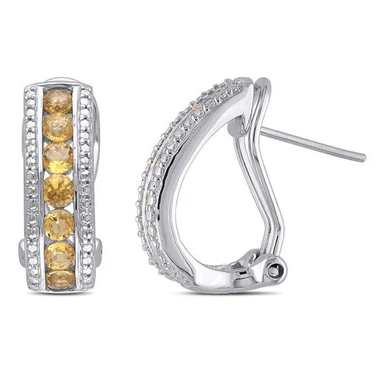 JMS always Earrings Original AMOUR 1 12 CT TGW Citrine Channel Set Earrings In Sterling Silver JMS always Earrings Original AMOUR 1 12 CT TGW Citrine Channel Set Earrings In Sterling Silver