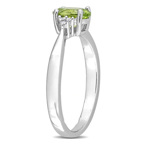 JMS always Earrings Original Amour 2 12 CT TGW Oval Peridot and Diamond Accent Ring and Euro Back Earrings Set in Sterling Silver JMS always Earrings Original Amour 2 12 CT TGW Oval Peridot and Diamond Accent Ring and Euro Back Earrings Set in Sterling Silver