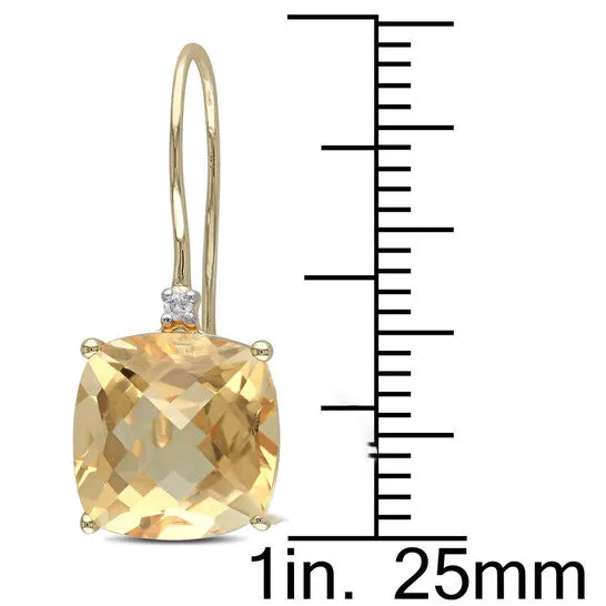 JMS always Earrings Original AMOUR 8 CT TGW Cushion Cut Checkerboard Citrine Earrings with Diamonds In 10K Yellow Gold JMS always Earrings Original AMOUR 8 CT TGW Cushion Cut Checkerboard Citrine Earrings with Diamonds In 10K Yellow Gold