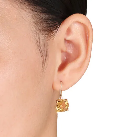 JMS always Earrings Original AMOUR 8 CT TGW Cushion Cut Checkerboard Citrine Earrings with Diamonds In 10K Yellow Gold JMS always Earrings Original AMOUR 8 CT TGW Cushion Cut Checkerboard Citrine Earrings with Diamonds In 10K Yellow Gold