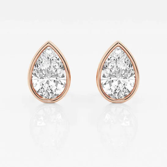JMS always Earrings Original Brilliant Diamond 14KT Rose Gold 3 cttw PearCut Lab Grown Diamond Bezel Set Solitaire Stud Earrings for Women FGVSSI JMS always Earrings Original Brilliant Diamond 14KT Rose Gold 3 cttw PearCut Lab Grown Diamond Bezel Set Solitaire Stud Earrings for Women FGVSSI