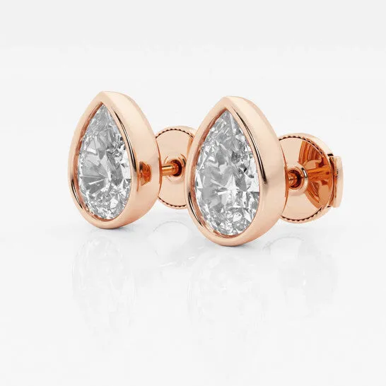 JMS always Earrings Original Brilliant Diamond 14KT Rose Gold 3 cttw PearCut Lab Grown Diamond Bezel Set Solitaire Stud Earrings for Women FGVSSI JMS always Earrings Original Brilliant Diamond 14KT Rose Gold 3 cttw PearCut Lab Grown Diamond Bezel Set Solitaire Stud Earrings for Women FGVSSI