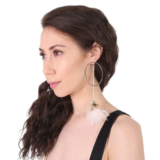 JMS always Earrings Original Burberry Ladies Glass Pearl Ostrich Feather Asymmetrical Drop Earrings JMS always Earrings Original Burberry Ladies Glass Pearl Ostrich Feather Asymmetrical Drop Earrings