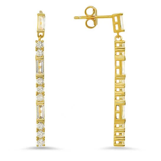 JMS always Earrings Original Kylie Harper 14k Gold Over Silver Dangling Bar Cubic Zirconia CZ Earrings JMS always Earrings Original Kylie Harper 14k Gold Over Silver Dangling Bar Cubic Zirconia CZ Earrings