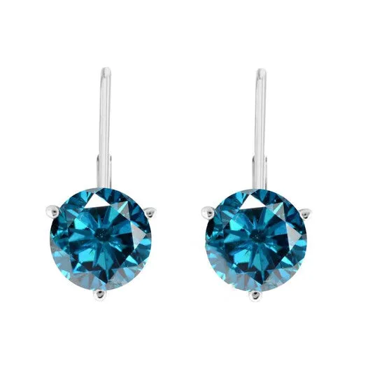 JMS always Earrings Original Maulijewels 150 Carat Blue Natural Round Diamond Three Prong Set Martini Leverback Earrings For Womens In 14K Solid White Gold JMS always Earrings Original Maulijewels 150 Carat Blue Natural Round Diamond Three Prong Set Martini Leverback Earrings For Womens In 14K Solid White Gold