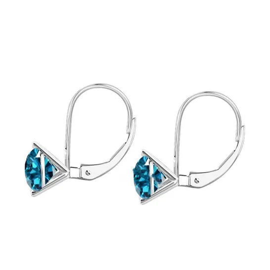 JMS always Earrings Original Maulijewels 150 Carat Blue Natural Round Diamond Three Prong Set Martini Leverback Earrings For Womens In 14K Solid White Gold JMS always Earrings Original Maulijewels 150 Carat Blue Natural Round Diamond Three Prong Set Martini Leverback Earrings For Womens In 14K Solid White Gold