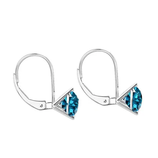 JMS always Earrings Original Maulijewels 150 Carat Blue Natural Round Diamond Three Prong Set Martini Leverback Earrings For Womens In 14K Solid White Gold JMS always Earrings Original Maulijewels 150 Carat Blue Natural Round Diamond Three Prong Set Martini Leverback Earrings For Womens In 14K Solid White Gold