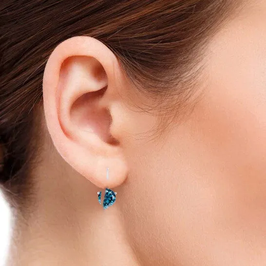 JMS always Earrings Original Maulijewels 150 Carat Blue Natural Round Diamond Three Prong Set Martini Leverback Earrings For Womens In 14K Solid White Gold JMS always Earrings Original Maulijewels 150 Carat Blue Natural Round Diamond Three Prong Set Martini Leverback Earrings For Womens In 14K Solid White Gold