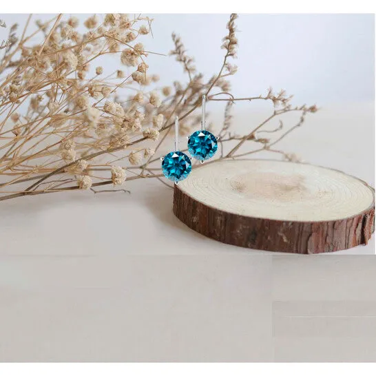 JMS always Earrings Original Maulijewels 150 Carat Blue Natural Round Diamond Three Prong Set Martini Leverback Earrings For Womens In 14K Solid White Gold JMS always Earrings Original Maulijewels 150 Carat Blue Natural Round Diamond Three Prong Set Martini Leverback Earrings For Womens In 14K Solid White Gold