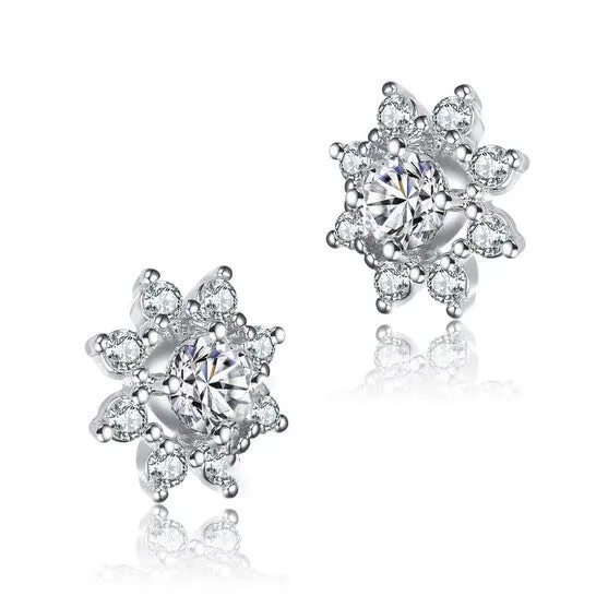 JMS always Earrings Original Megan Walford Sterling Silver Round Cubic Zirconia Halo Stud Earrings JMS always Earrings Original Megan Walford Sterling Silver Round Cubic Zirconia Halo Stud Earrings