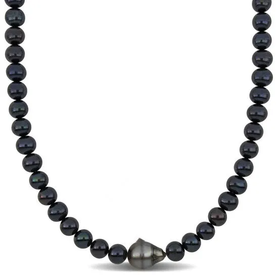 JMS always Necklaces Original AMOUR Mens 859mm Cultured Freshwater Black Pearl 11512mm Tahitian Baroque Black Pearl Necklace Sterling Silver Clasp 20 In JMS always Necklaces Original AMOUR Mens 859mm Cultured Freshwater Black Pearl 11512mm Tahitian Baroque Black Pearl Necklace Sterling Silver Clasp 20 In