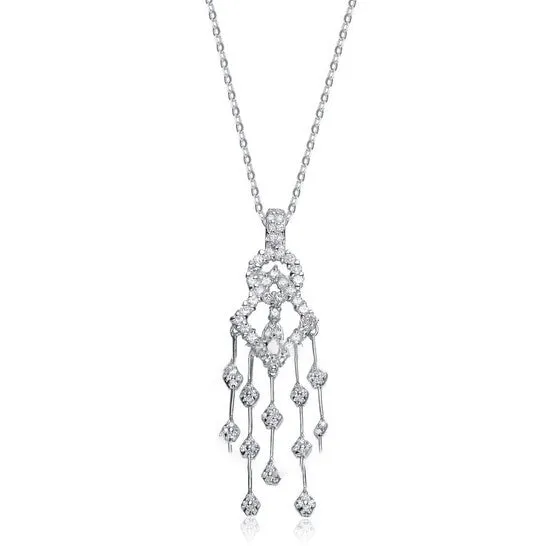 JMS always Necklaces Original Megan Walford Classy Sterling Silver Round Clear Cubic Zirconia Chandelier Pendant Necklace JMS always Necklaces Original Megan Walford Classy Sterling Silver Round Clear Cubic Zirconia Chandelier Pendant Necklace