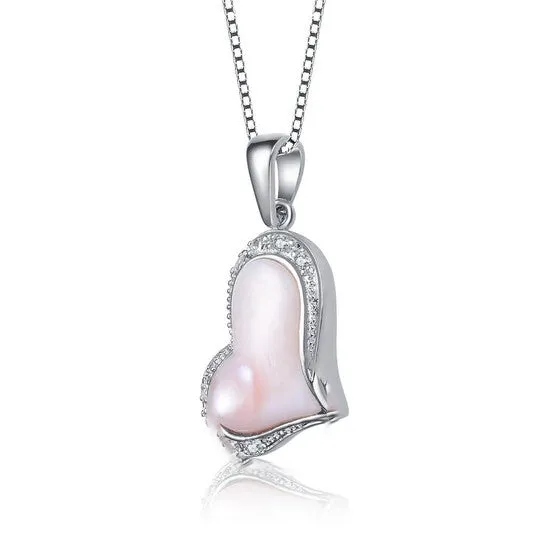 JMS always Necklaces Original Megan Walford Sterling Silver Pink Heart with Round Cubic Zirconia Heart Necklace JMS always Necklaces Original Megan Walford Sterling Silver Pink Heart with Round Cubic Zirconia Heart Necklace