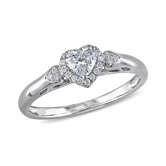 JMS always Original 25 CT Heart and Round Diamonds TW Heart Ring 14k White Gold GH I1I2 Rings JMS always Original 25 CT Heart and Round Diamonds TW Heart Ring 14k White Gold GH I1I2 Rings