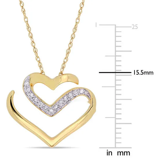JMS always Original AMOUR 110 CT TW Diamond Cursive Double Heart Necklace In 10K Yellow Gold Necklaces JMS always Original AMOUR 110 CT TW Diamond Cursive Double Heart Necklace In 10K Yellow Gold Necklaces