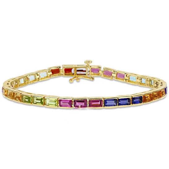 JMS always Original AMOUR 9 110 CT TGW Multigemstone Tennis Bracelet In Yellow Plated Sterling Silver Bracelets JMS always Original AMOUR 9 110 CT TGW Multigemstone Tennis Bracelet In Yellow Plated Sterling Silver Bracelets