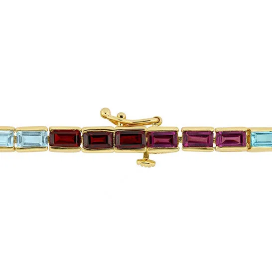 JMS always Original AMOUR 9 110 CT TGW Multigemstone Tennis Bracelet In Yellow Plated Sterling Silver Bracelets JMS always Original AMOUR 9 110 CT TGW Multigemstone Tennis Bracelet In Yellow Plated Sterling Silver Bracelets