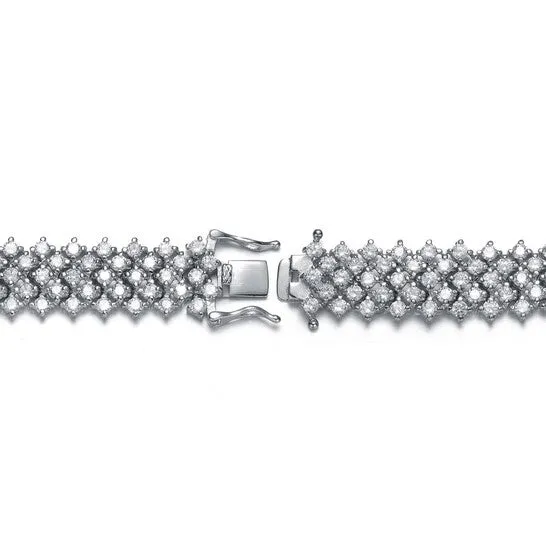 JMS always Original Megan Walford Sterling Silver Cubic Zirconia Bracelet With Rows of Stones Bracelets JMS always Original Megan Walford Sterling Silver Cubic Zirconia Bracelet With Rows of Stones Bracelets