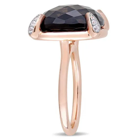 JMS always Rings Original 15 18 CT TGW CheckerboardCut Smokey Quartz and White Sapphire Cocktail Ring in 14k Rose Gold JMS always Rings Original 15 18 CT TGW CheckerboardCut Smokey Quartz and White Sapphire Cocktail Ring in 14k Rose Gold