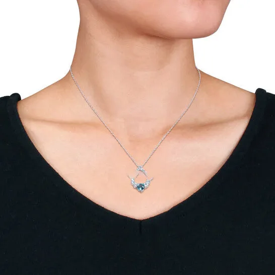 JMS always Rings Original AMOUR 2 34 CT TGW London Blue Topaz and Sky Blue Topaz Graduated Open Teardrop Pendant with Chain In Sterling Silver JMS always Rings Original AMOUR 2 34 CT TGW London Blue Topaz and Sky Blue Topaz Graduated Open Teardrop Pendant with Chain In Sterling Silver
