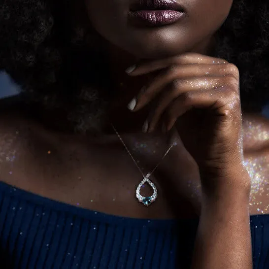 JMS always Rings Original AMOUR 2 34 CT TGW London Blue Topaz and Sky Blue Topaz Graduated Open Teardrop Pendant with Chain In Sterling Silver JMS always Rings Original AMOUR 2 34 CT TGW London Blue Topaz and Sky Blue Topaz Graduated Open Teardrop Pendant with Chain In Sterling Silver