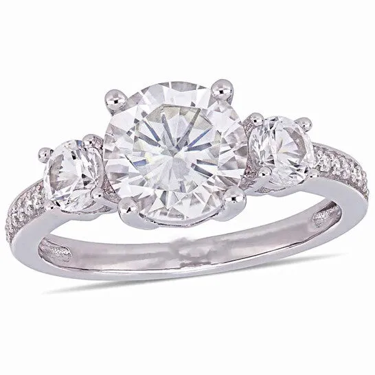 JMS always Rings Original Amour 3 CT TGW Created White Sapphire and Diamond Three Stone Ring in 10k White Gold JMS005000 JMS always Rings Original Amour 3 CT TGW Created White Sapphire and Diamond Three Stone Ring in 10k White Gold JMS005000