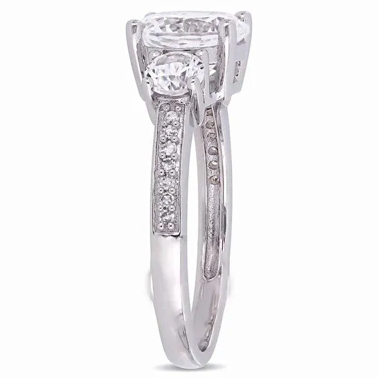 JMS always Rings Original Amour 3 CT TGW Created White Sapphire and Diamond Three Stone Ring in 10k White Gold JMS005000 JMS always Rings Original Amour 3 CT TGW Created White Sapphire and Diamond Three Stone Ring in 10k White Gold JMS005000