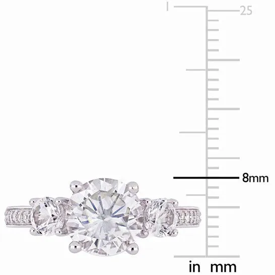 JMS always Rings Original Amour 3 CT TGW Created White Sapphire and Diamond Three Stone Ring in 10k White Gold JMS005000 JMS always Rings Original Amour 3 CT TGW Created White Sapphire and Diamond Three Stone Ring in 10k White Gold JMS005000