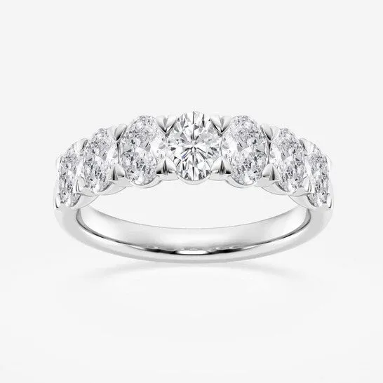 JMS always Rings Original Brilliant Diamond 14K White Gold 2 CTTW OvalCut LAB GROWN Diamond Seven Stone Anniversary Band FG SI1 JMS always Rings Original Brilliant Diamond 14K White Gold 2 CTTW OvalCut LAB GROWN Diamond Seven Stone Anniversary Band FG SI1
