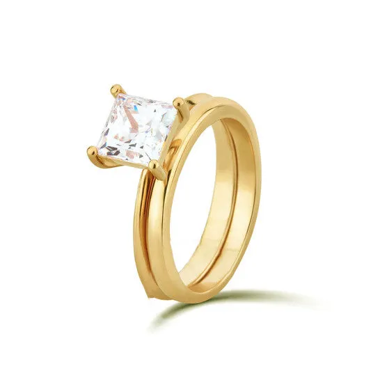 JMS always Rings Original DiamondMuse 150 cttw Yellow Gold Plated Over Sterling Silver Princess Cut Square Swarovski Diamond Womens Bridal Set JMS always Rings Original DiamondMuse 150 cttw Yellow Gold Plated Over Sterling Silver Princess Cut Square Swarovski Diamond Womens Bridal Set