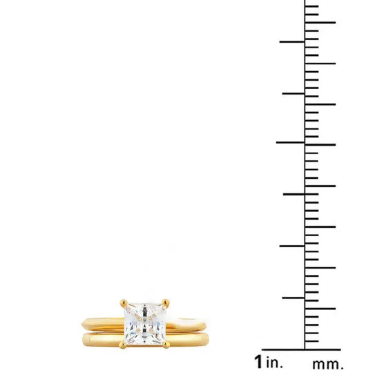 JMS always Rings Original DiamondMuse 150 cttw Yellow Gold Plated Over Sterling Silver Princess Cut Square Swarovski Diamond Womens Bridal Set JMS always Rings Original DiamondMuse 150 cttw Yellow Gold Plated Over Sterling Silver Princess Cut Square Swarovski Diamond Womens Bridal Set