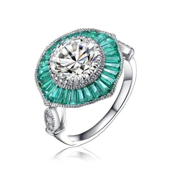 JMS always Rings Original Megan Walford Classy Sterling Silver Baguette Green Cubic Zirconia Cocktail Ring JMS always Rings Original Megan Walford Classy Sterling Silver Baguette Green Cubic Zirconia Cocktail Ring