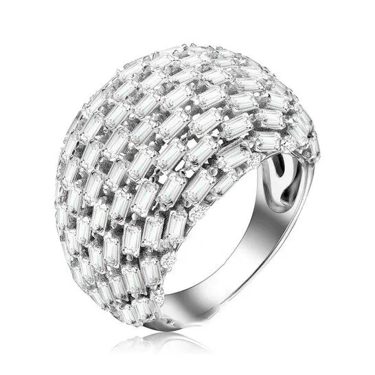 JMS always Rings Original Megan Walford Sterling Silver Clear Cubic Zirconia Cluster Dome Ring JMS always Rings Original Megan Walford Sterling Silver Clear Cubic Zirconia Cluster Dome Ring