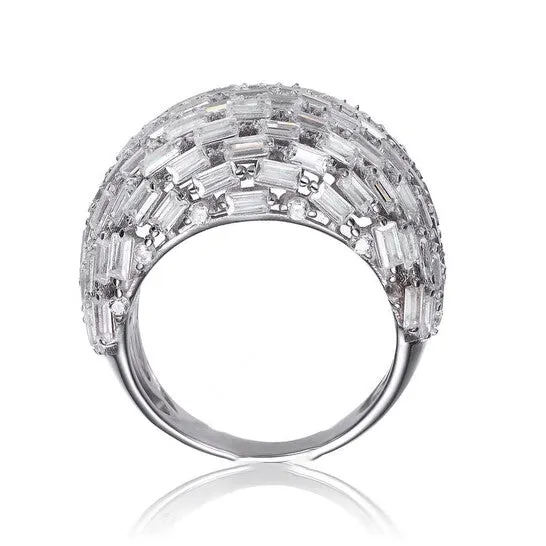 JMS always Rings Original Megan Walford Sterling Silver Clear Cubic Zirconia Cluster Dome Ring JMS always Rings Original Megan Walford Sterling Silver Clear Cubic Zirconia Cluster Dome Ring