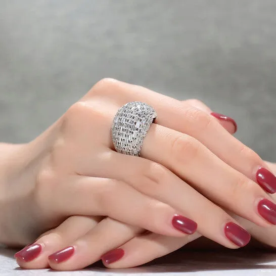 JMS always Rings Original Megan Walford Sterling Silver Clear Cubic Zirconia Cluster Dome Ring JMS always Rings Original Megan Walford Sterling Silver Clear Cubic Zirconia Cluster Dome Ring