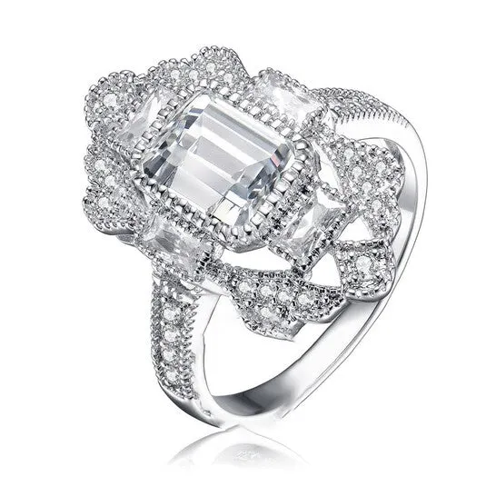 JMS always Rings Original Megan Walford Sterling Silver with Rhodium Plated Cubic Zirconia Coctail Ring JMS always Rings Original Megan Walford Sterling Silver with Rhodium Plated Cubic Zirconia Coctail Ring
