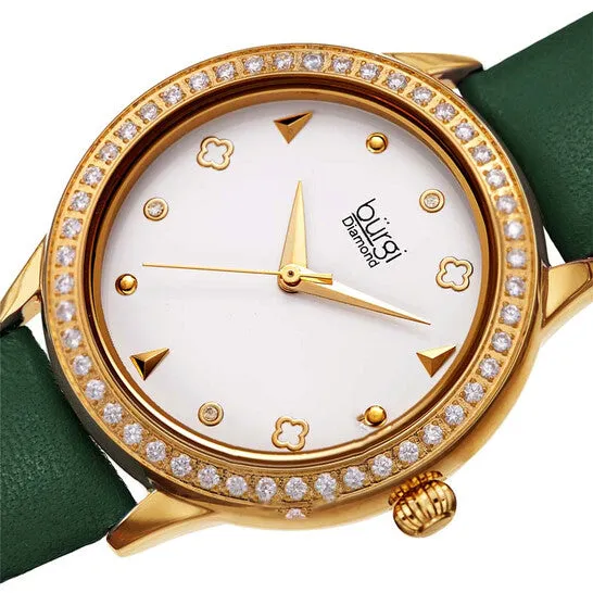 JMS always Watches Original Burgi Diamond White Dial Green Leather Ladies Watch BUR221GN JMS always Watches Original Burgi Diamond White Dial Green Leather Ladies Watch BUR221GN