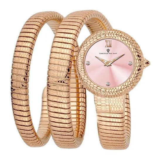 JMS always Watches Original Christian Van Sant Naga Quartz Pink Dial Ladies Watch CV0894 JMS always Watches Original Christian Van Sant Naga Quartz Pink Dial Ladies Watch CV0894