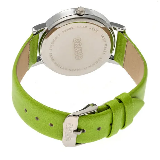 JMS always Watches Original Crayo Fortune White Dial Lime Leatherette Watch CRACR4301 JMS always Watches Original Crayo Fortune White Dial Lime Leatherette Watch CRACR4301