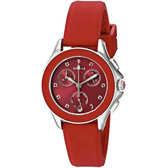JMS always Watches Original Michele Cape Red Sunray Dial Ladies Chronograph Watch MWW27C000004